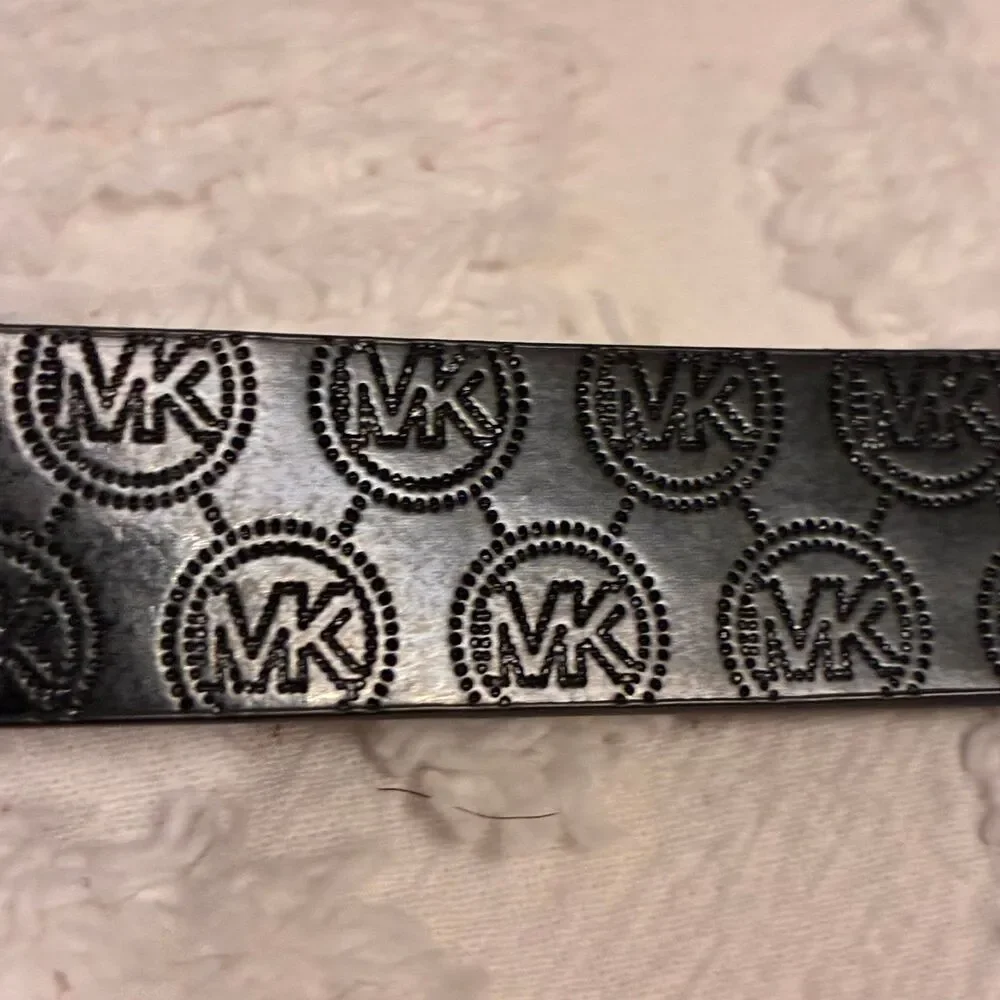 Michael Kors Black Monogram Logo Leather Belt Size S/M